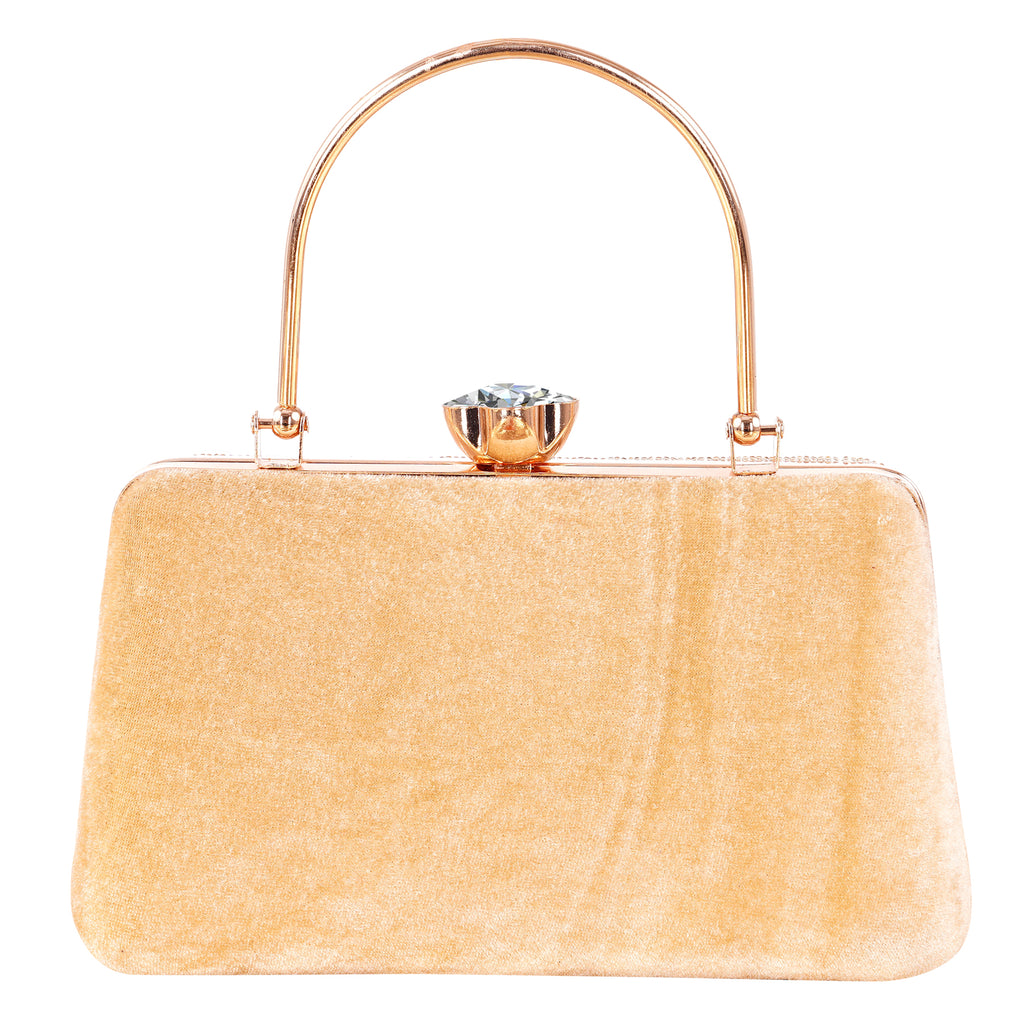 A.E Designer Embroidered Golden Bridal Clutch for Women | Traditional
