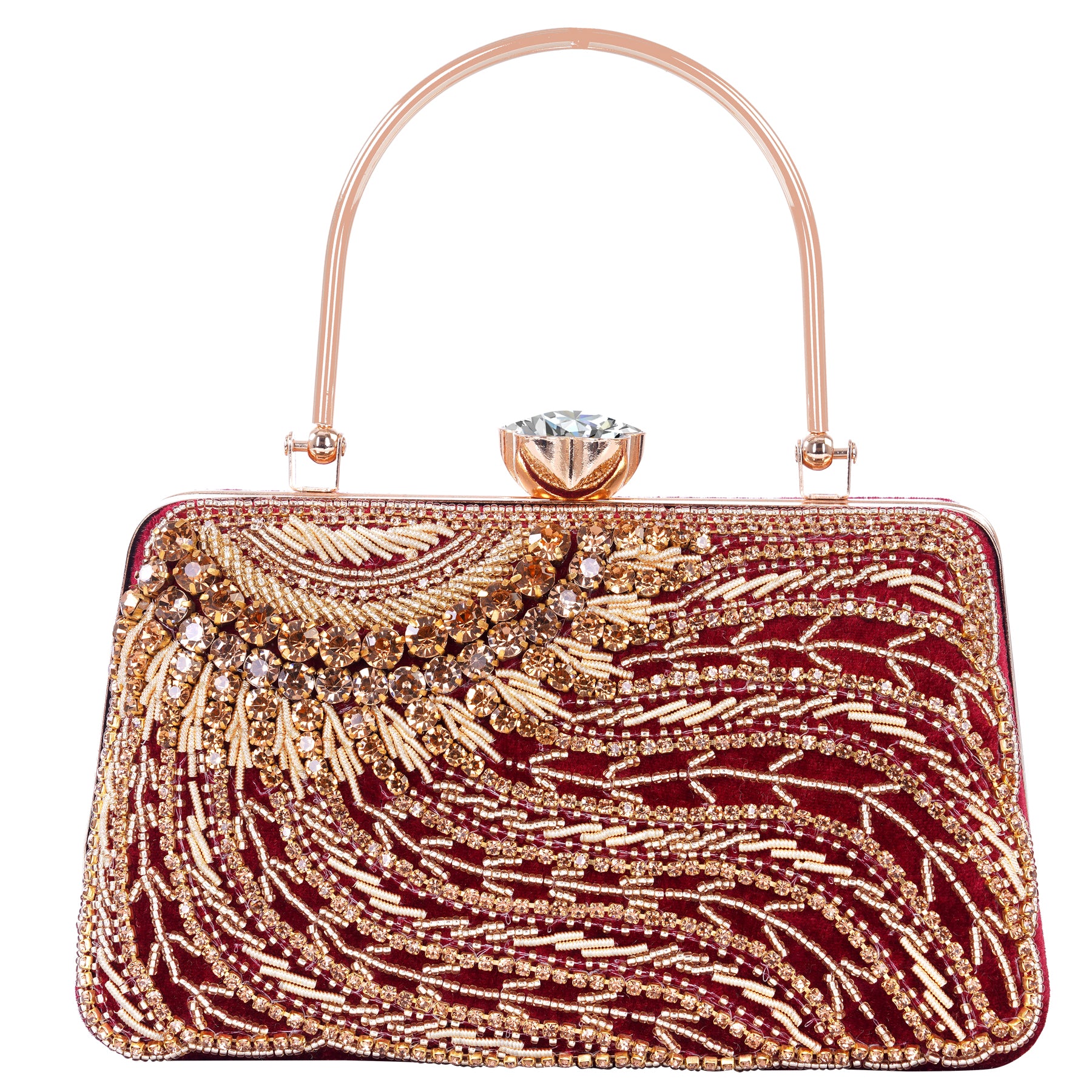 A.E Designer Embroidered Maroon Bridal Clutch for Women | Traditional