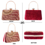 A.E Designer Embroidered Maroon Bridal Clutch for Women | Traditional