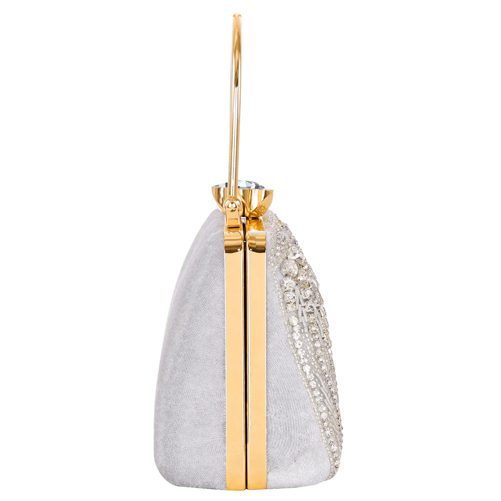 A.E Emboried Wedding Beautiful Silver Clutch |Fancy Ladies Purse |