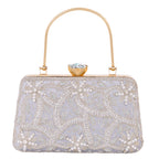 A.E Emboried Wedding Beautiful Silver Clutch | Wedding Clutch Bag with