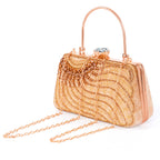 A.E Designer Embroidered Golden Bridal Clutch for Women | Traditional
