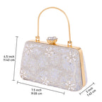 A.E Emboried Wedding Beautiful Silver Clutch | Wedding Clutch Bag with