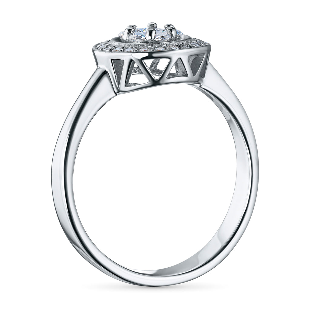 STERLING SILVER RING WITH 27 ROUND-CUT LAB-CREATED DIAMONDS