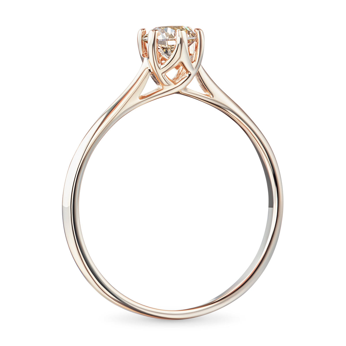 14K Rose Gold Ring with 1 Round-Cut Lab-Created Diamond 0.54 CT.TW
