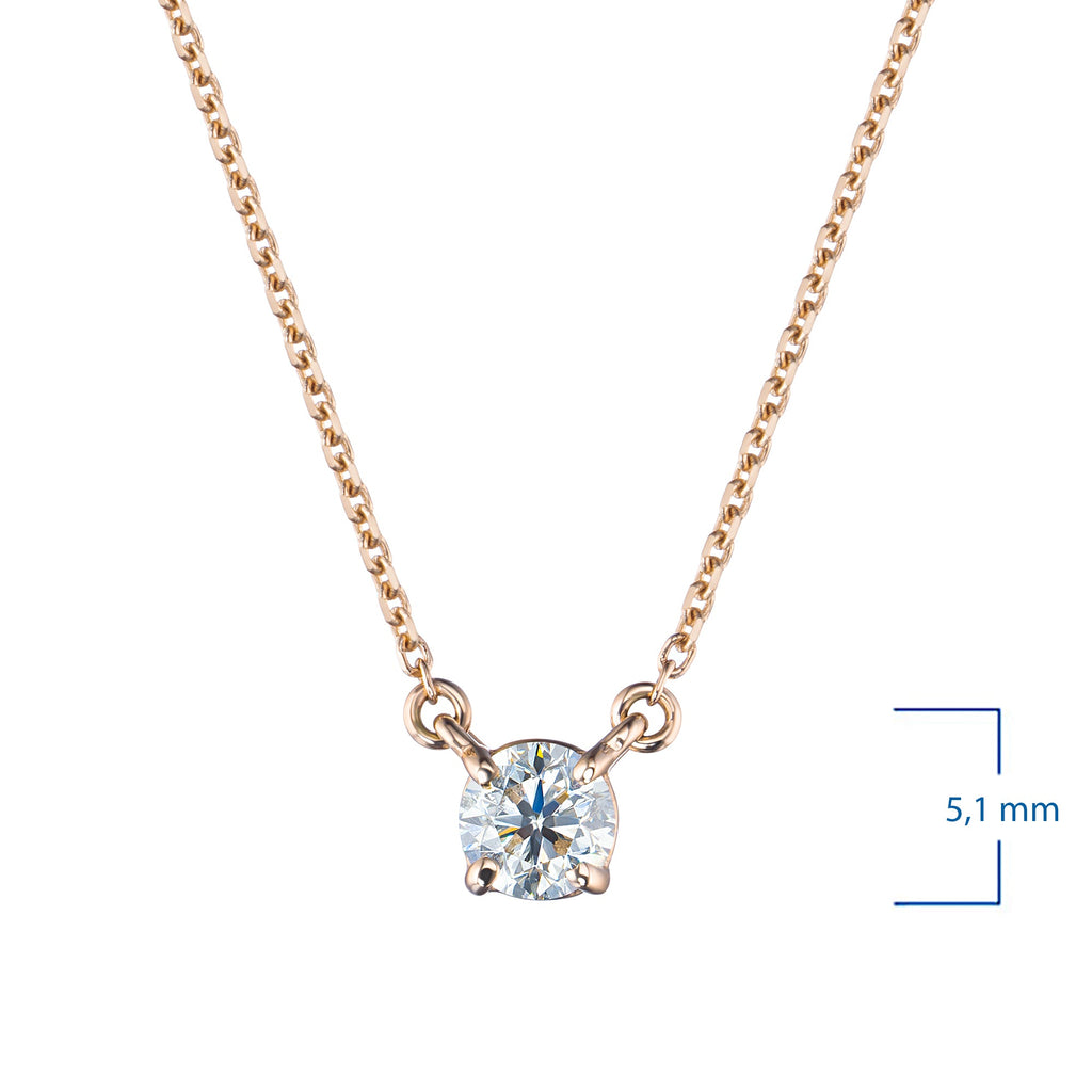 14K Yellow Gold Necklace with 1 Round-Cut Lab-Created Diamond 0.4
