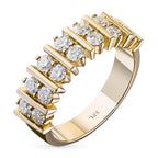 14K Yellow Gold Ring with 14 Round-Cut Lab-Created Diamonds 0.733