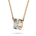 14K Yellow Gold Necklace with 1 Round-Cut Lab-Created Diamond 0.34