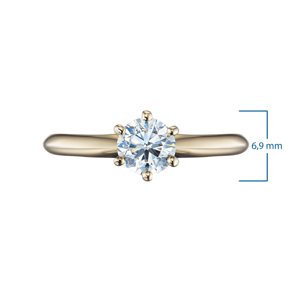Yellow Gold Ring with 1 Round-Cut Lab-Created Diamond 0.75 CT.TW
