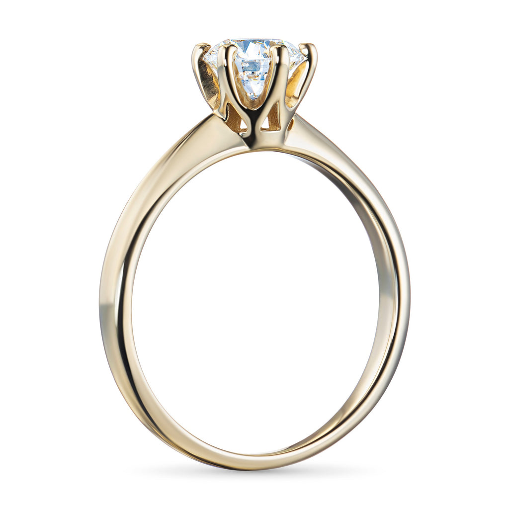 Yellow Gold Ring with 1 Round-Cut Lab-Created Diamond 0.75 CT.TW
