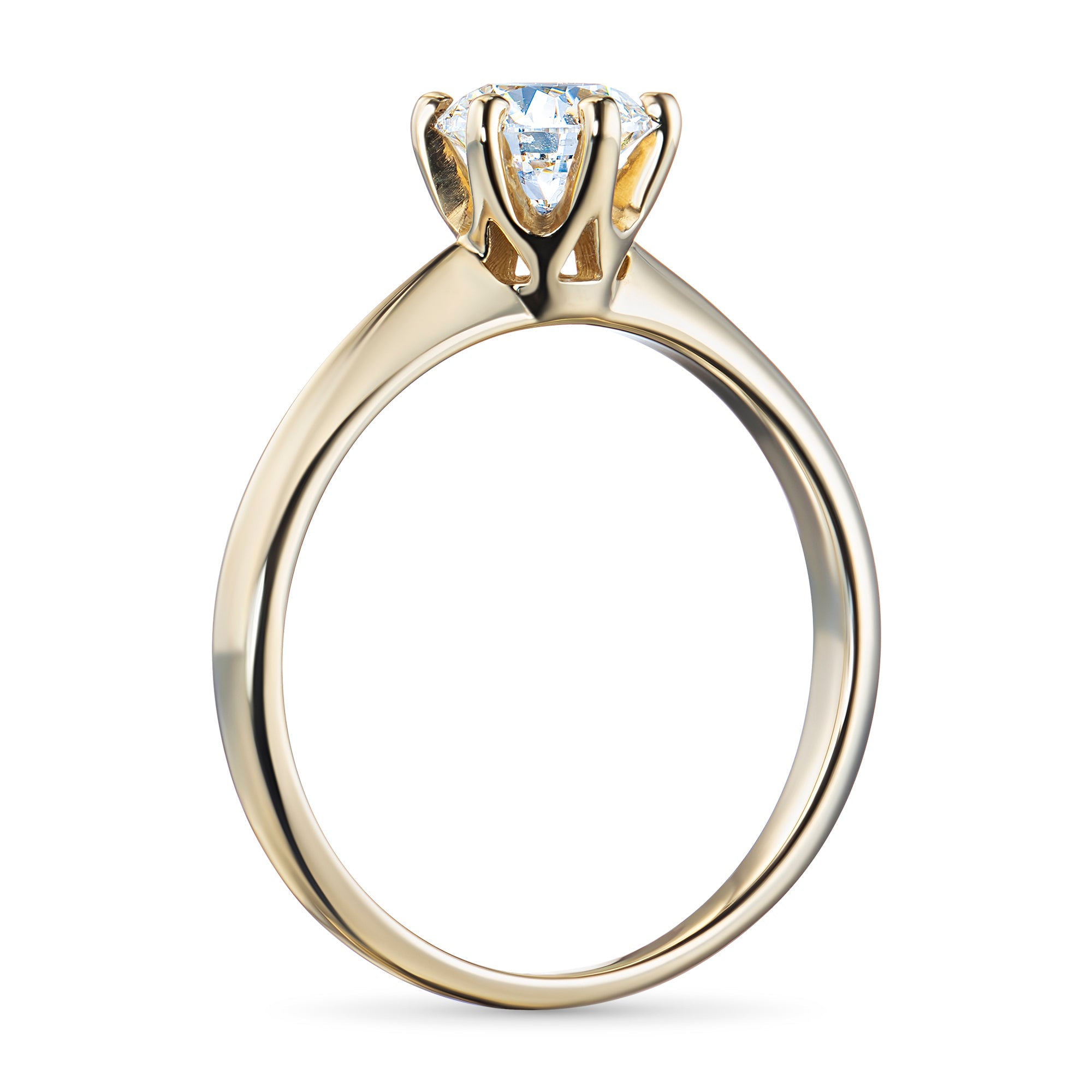 Yellow Gold Ring with 1 Round-Cut Lab-Created Diamond 0.75 CT.TW
