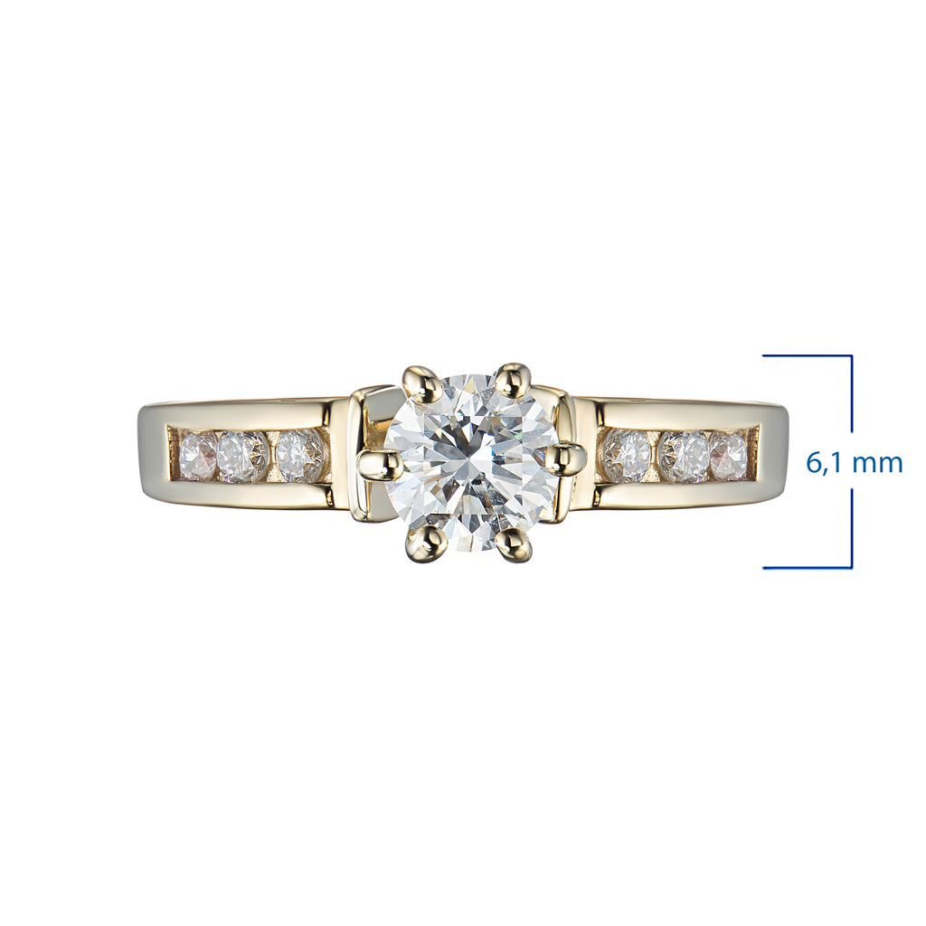 14K Yellow Gold Ring with 7 Round-Cut Lab-Created Diamonds 0.826 CT.TW