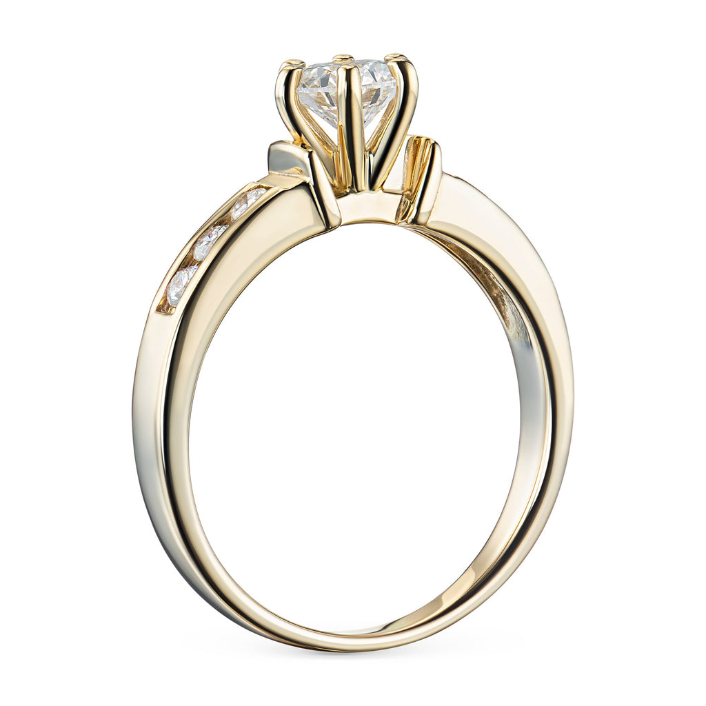 14K Yellow Gold Ring with 7 Round-Cut Lab-Created Diamonds 0.826 CT.TW