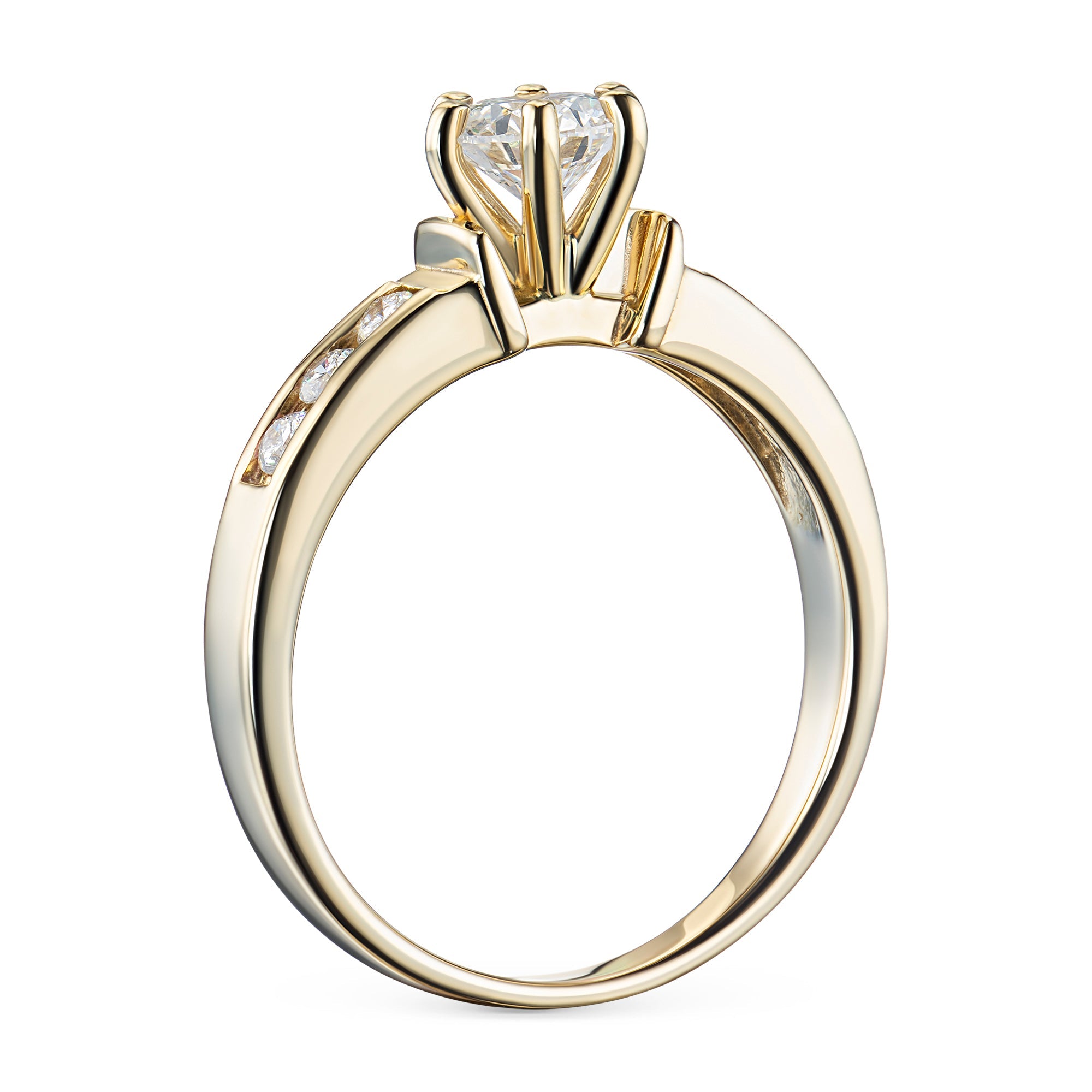 14K Yellow Gold Ring with 7 Round-Cut Lab-Created Diamonds 0.826 CT.TW