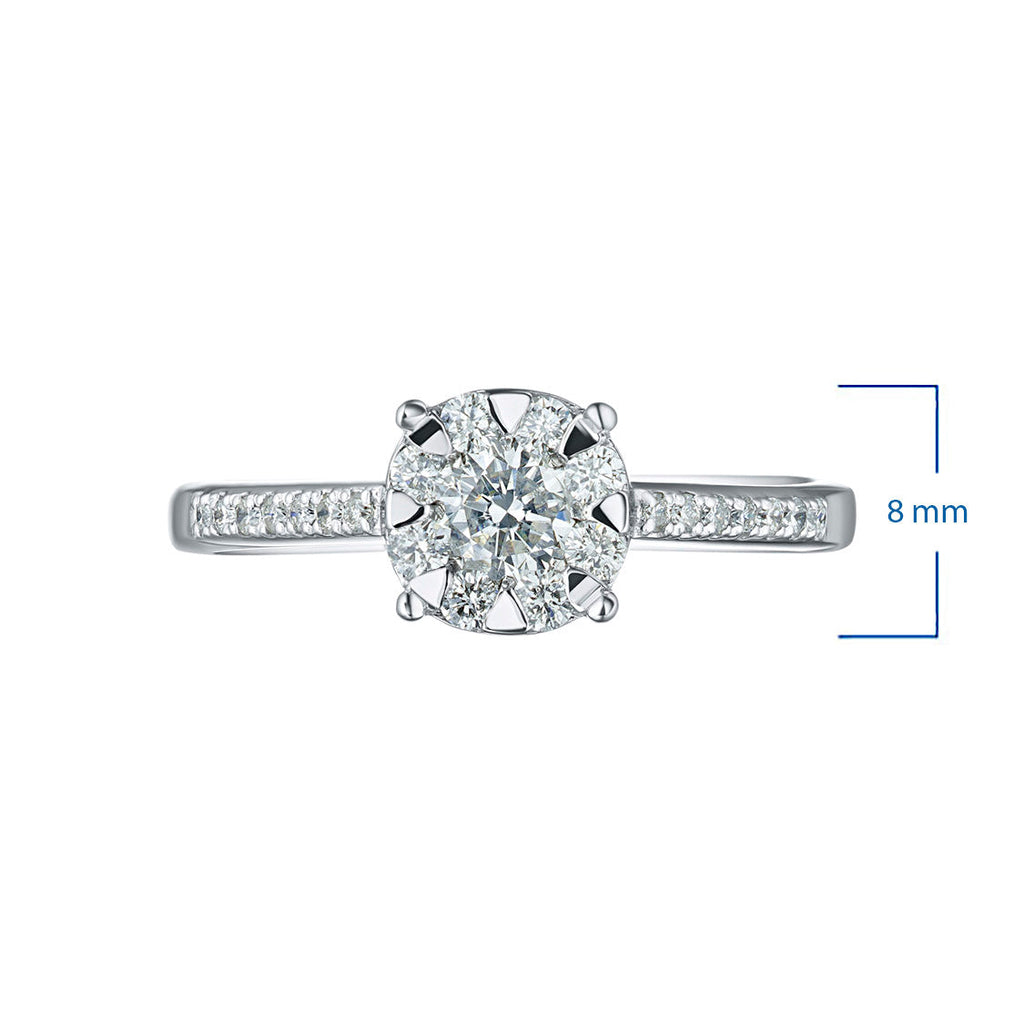 Sterling Silver Ring with 23 Round-Cut Lab-Created Diamonds 0.469