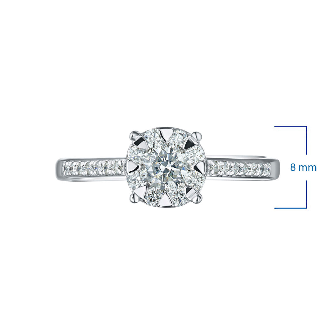 Sterling Silver Ring with 23 Round-Cut Lab-Created Diamonds 0.469