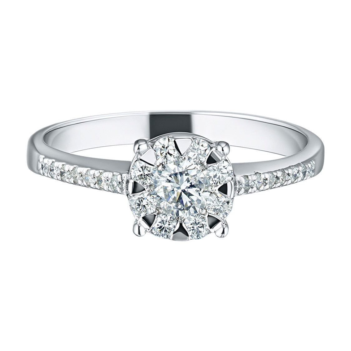 Sterling Silver Ring with 23 Round-Cut Lab-Created Diamonds 0.469