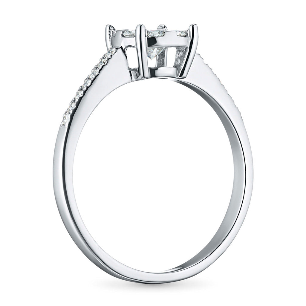 Sterling Silver Ring with 23 Round-Cut Lab-Created Diamonds 0.469
