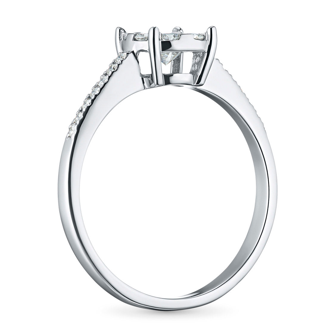 Sterling Silver Ring with 23 Round-Cut Lab-Created Diamonds 0.469