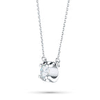 14K White Gold Necklace with 1 Round-Cut Lab-Created Diamond 0.33