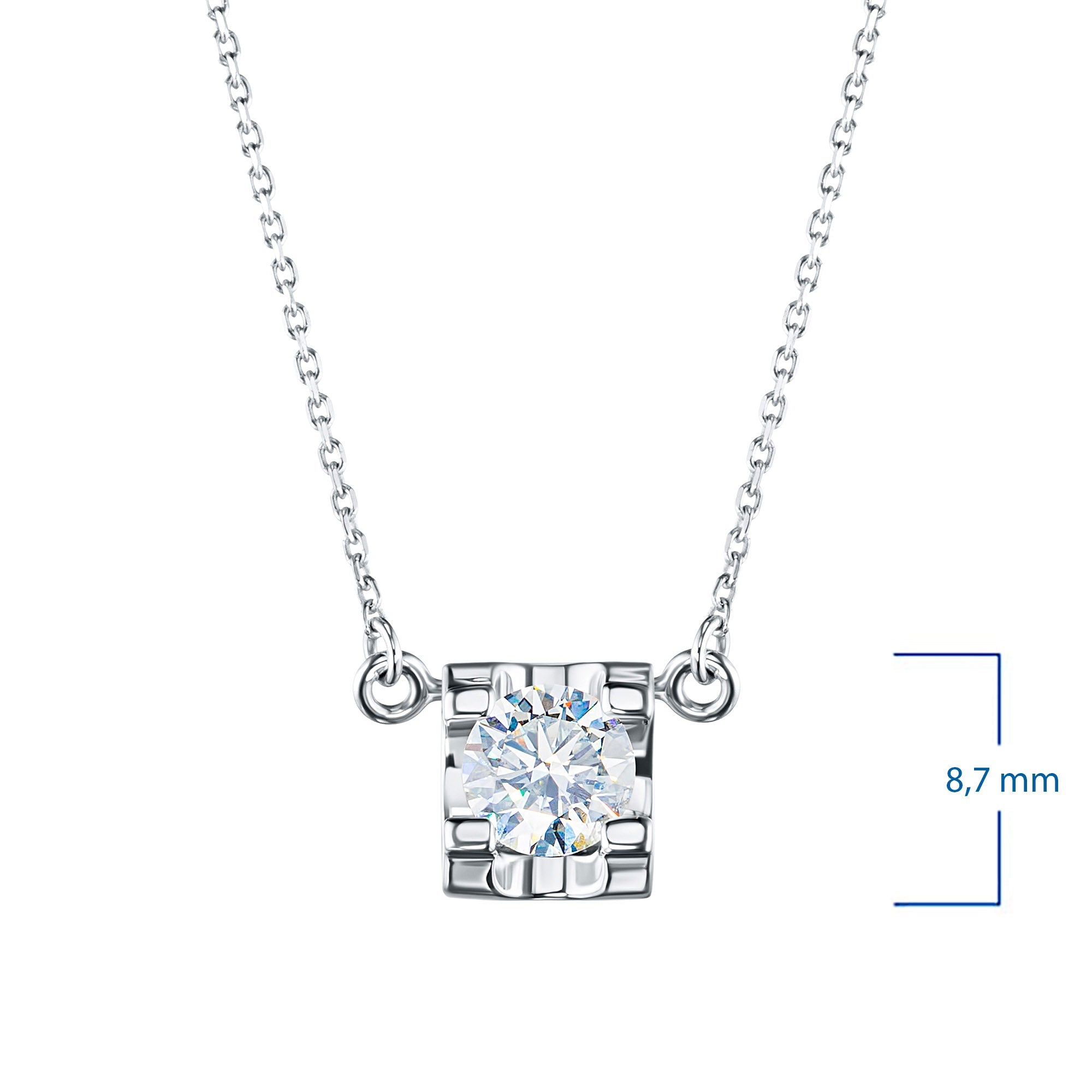 14K White Gold Necklace with 1 Round-Cut Lab-Created Diamond 0.33