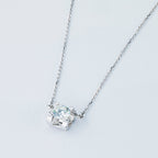 14K White Gold Necklace with 1 Round-Cut Lab-Created Diamond 0.33