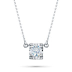 14K White Gold Necklace with 1 Round-Cut Lab-Created Diamond 0.33