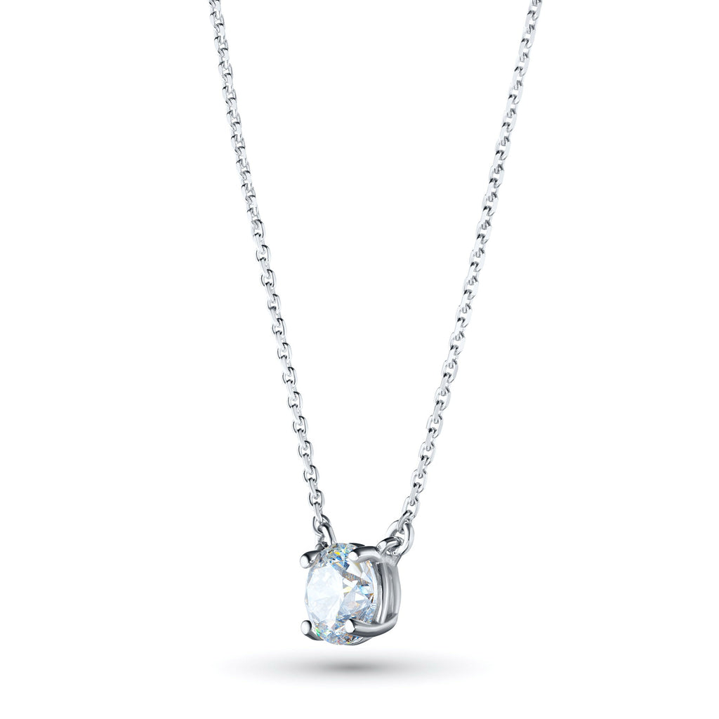 14K White Gold Necklace with 1 Round-Cut Lab-Created Diamond 0.4 CT.TW