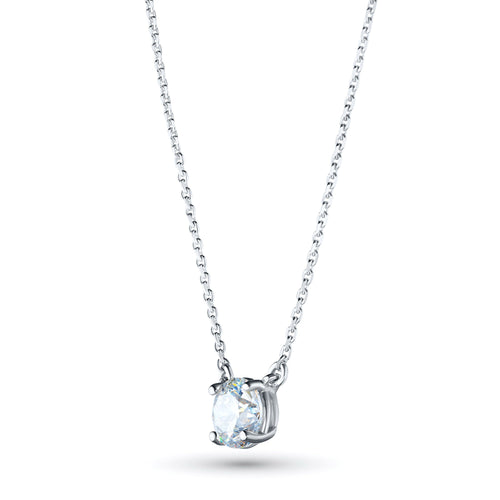 14K White Gold Necklace with 1 Round-Cut Lab-Created Diamond 0.4 CT.TW