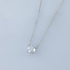 14K White Gold Necklace with 1 Round-Cut Lab-Created Diamond 0.4 CT.TW