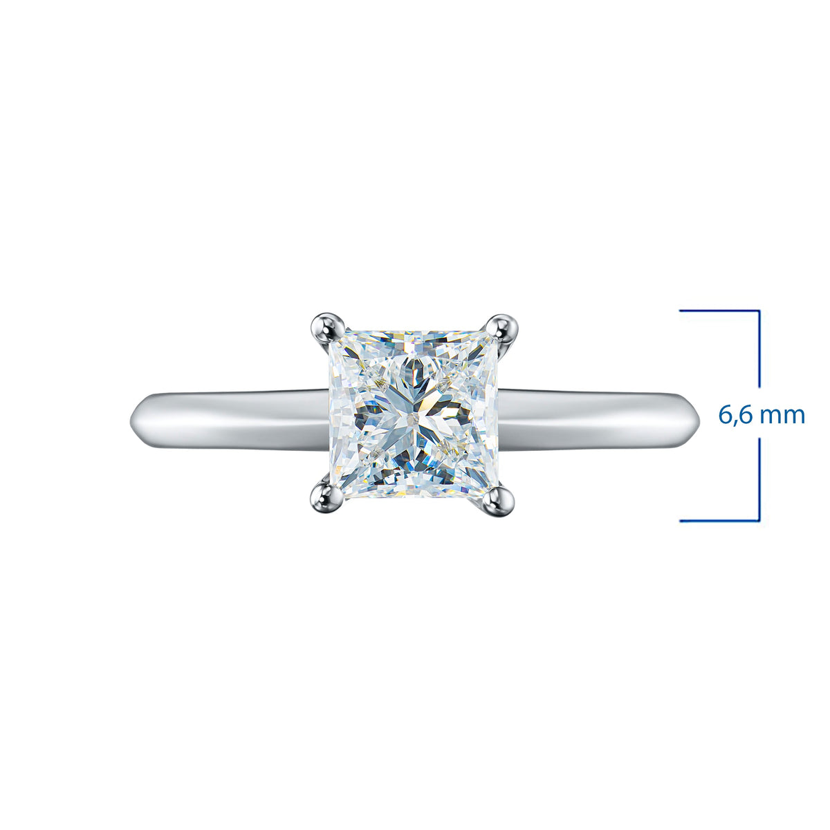 14K White Gold Ring with 1 Princess-Cut Lab-Created Diamond 1.035