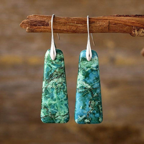 Copper Natural Stone Earrings with Platinum and Gold Plating