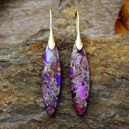 Copper Natural Stone Geometric Shape Earrings for Women