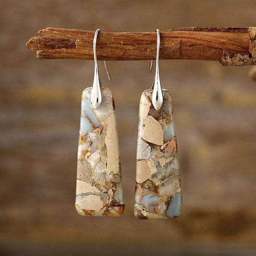 Copper Natural Stone Earrings with Platinum and Gold Plating