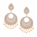 Rose Gold Chandbali Earrings with Pearls