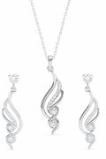 Silver S-Curve Pendant and Earring Set