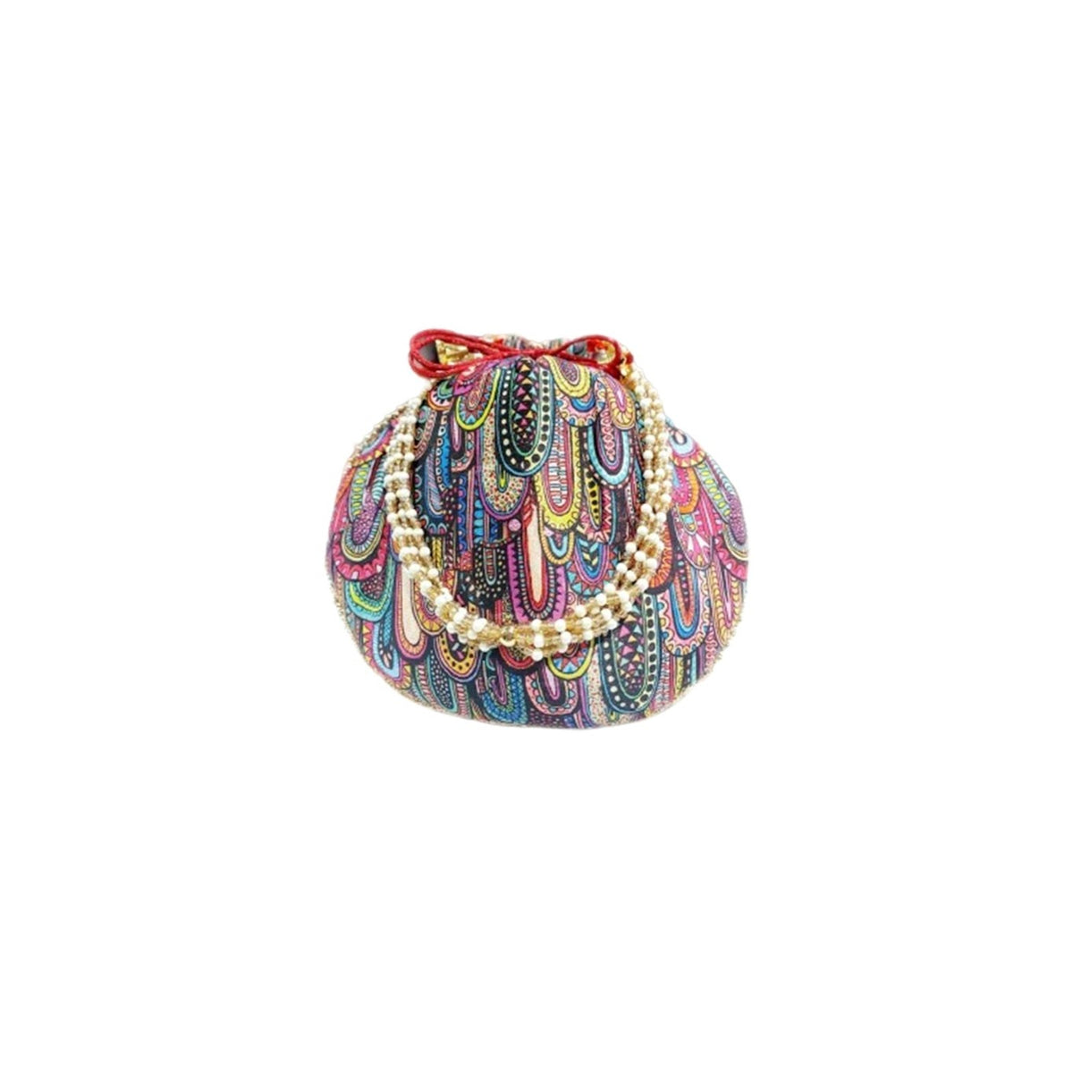 Potli with white beeds handle