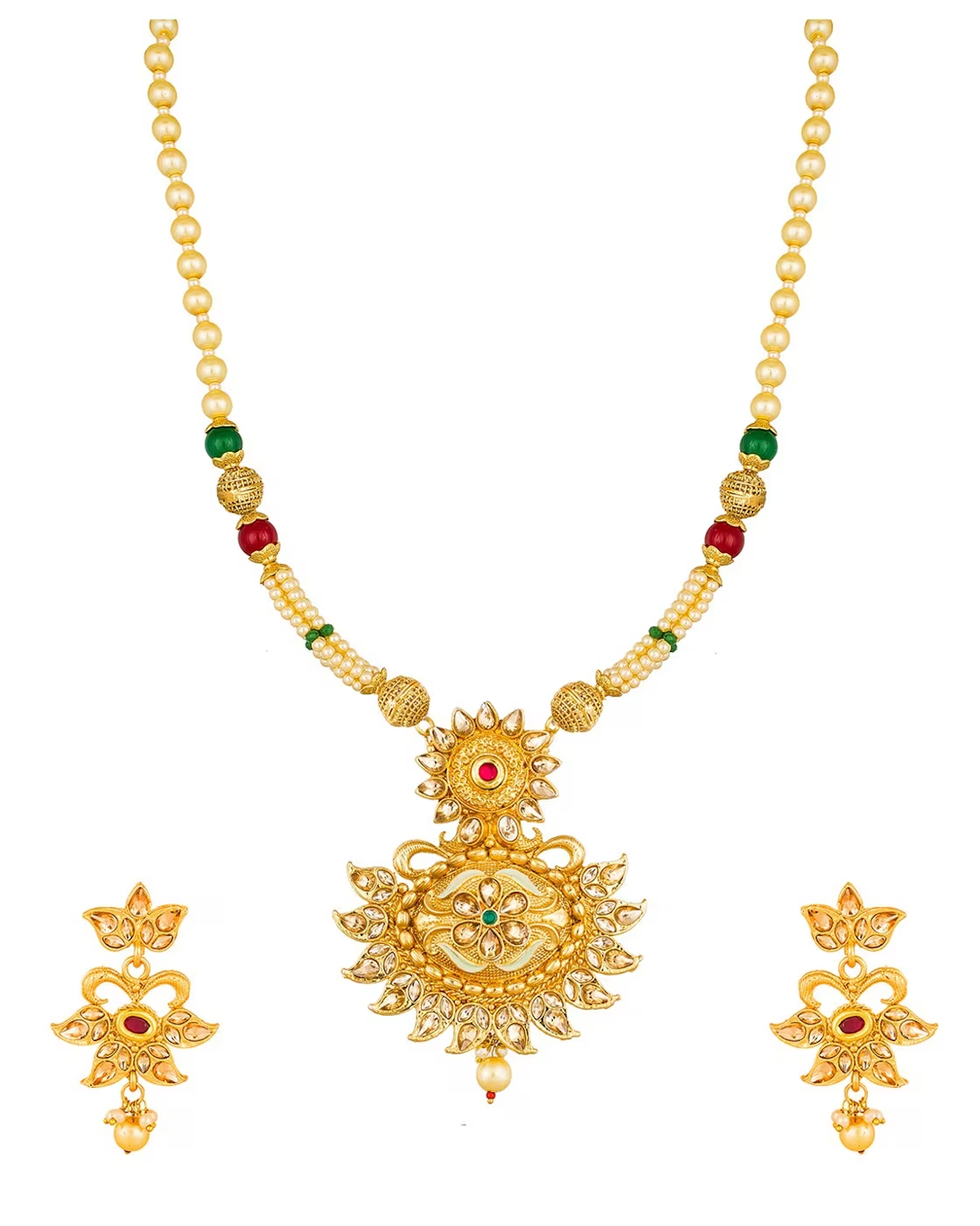 Artificial Stylish Green Premium Jewellery 3 TIER Set For Women