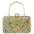 A.E Designer Embroidered TeaL Bridal Clutch for Women | Traditional