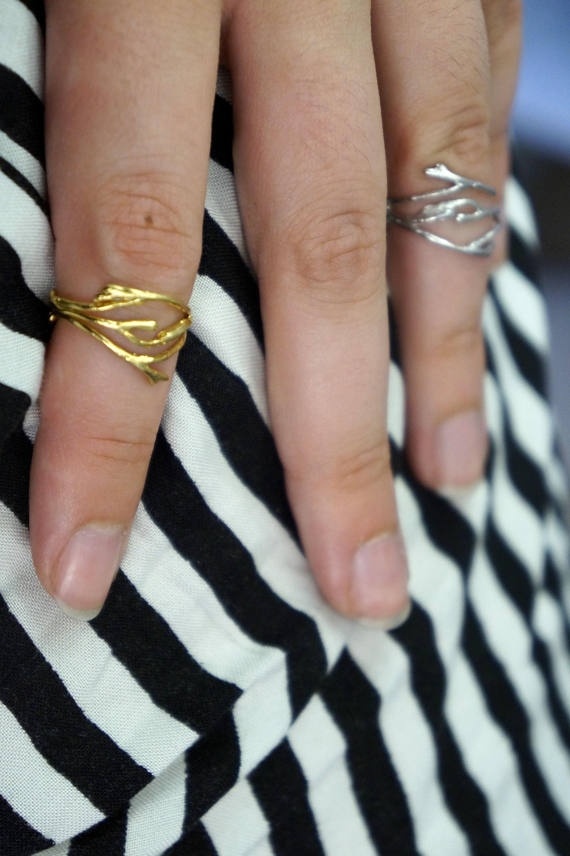 Real Jasmine Twig Gold Ring, Handmade Nature Jewelry, Organic Branch