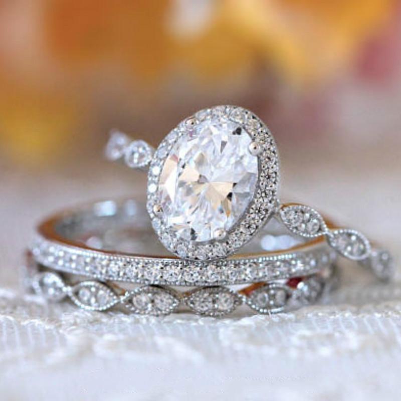 Luxury fashion 925 standard silver white diamond female Ring
