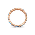 Rose Gold Dainty Evil Eye Ring Stackable Set in Silver